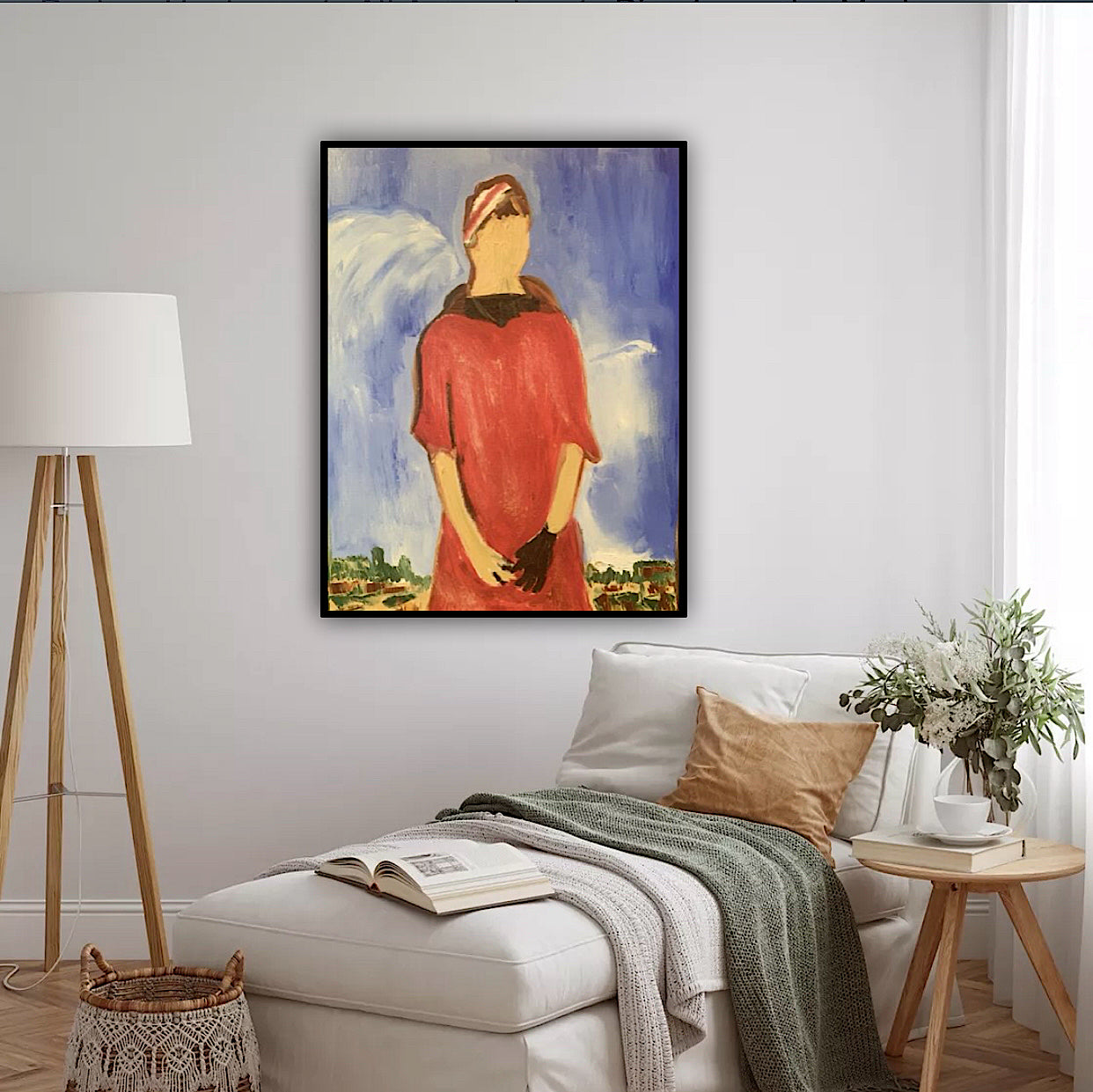 Modern original abstract Oil Painting On Canvas 30cmX 40cm Gardening Woman signed