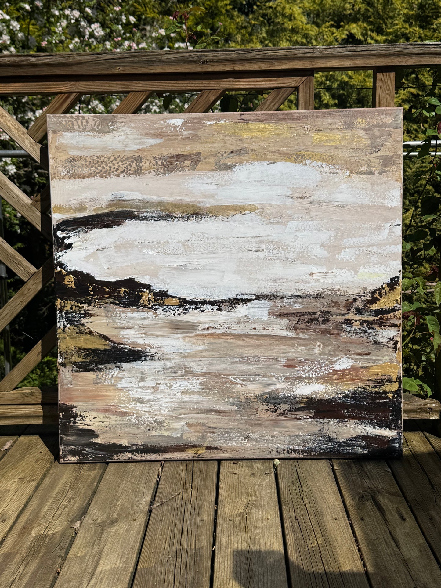 Oka style textured Original modern Abstract Oil Painting On Canvas 80 x 80cm ‘Between Shadow And Sky’