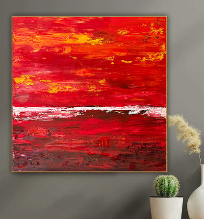 Oka style textured Original modern Abstract Oil Painting On Canvas 80 x 80cm ‘Veil of Dusk ‘Coast