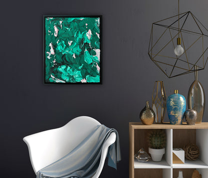 Framed in black textured Original Contemporary Abstract Oil Painting On Canvas 35x41cm Garden Love II