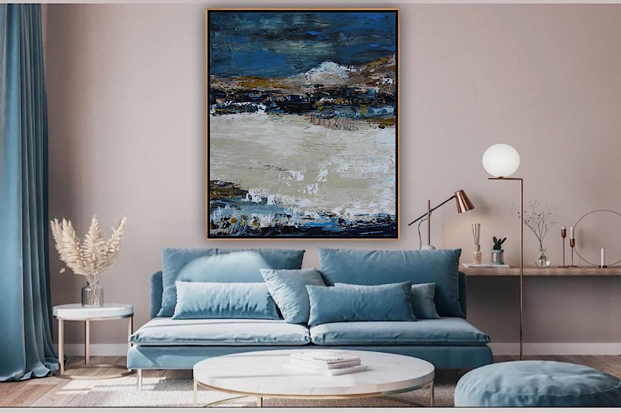 Original Abstract contemporary Oil Painting On Canvas 90x76cm Amalfi Coast Oka