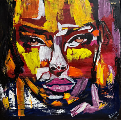 Contemporary Abstract Original Oil Painting On 80x80cm Canvas Unspoken Gaze