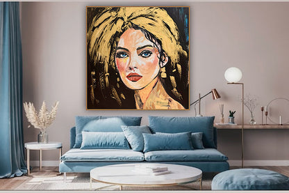 Richter Style Abstract Original Oil Painting On 100 x 100cm canvas Alchemy of Beauty  woman portrait