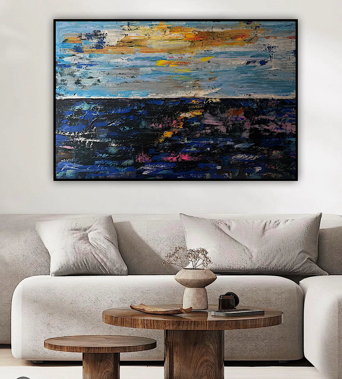 Original Abstract Oil Painting On Canvas 150cm x 100cm Depth of Silence Oka seascape
