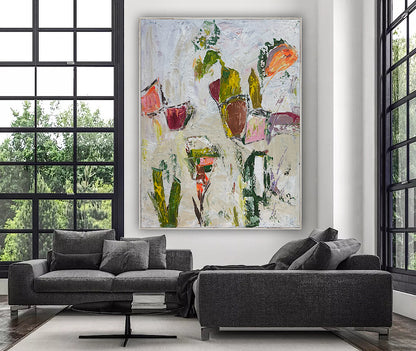 Oka Style Abstract contemporary Oil Painting On Canvas 80 x 100cm Orcia flowers