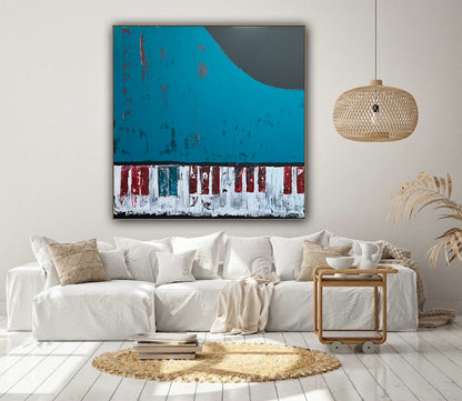 Richter Style Original abstract Oil Painting On Canvas 80x80cm Piano Keys Music