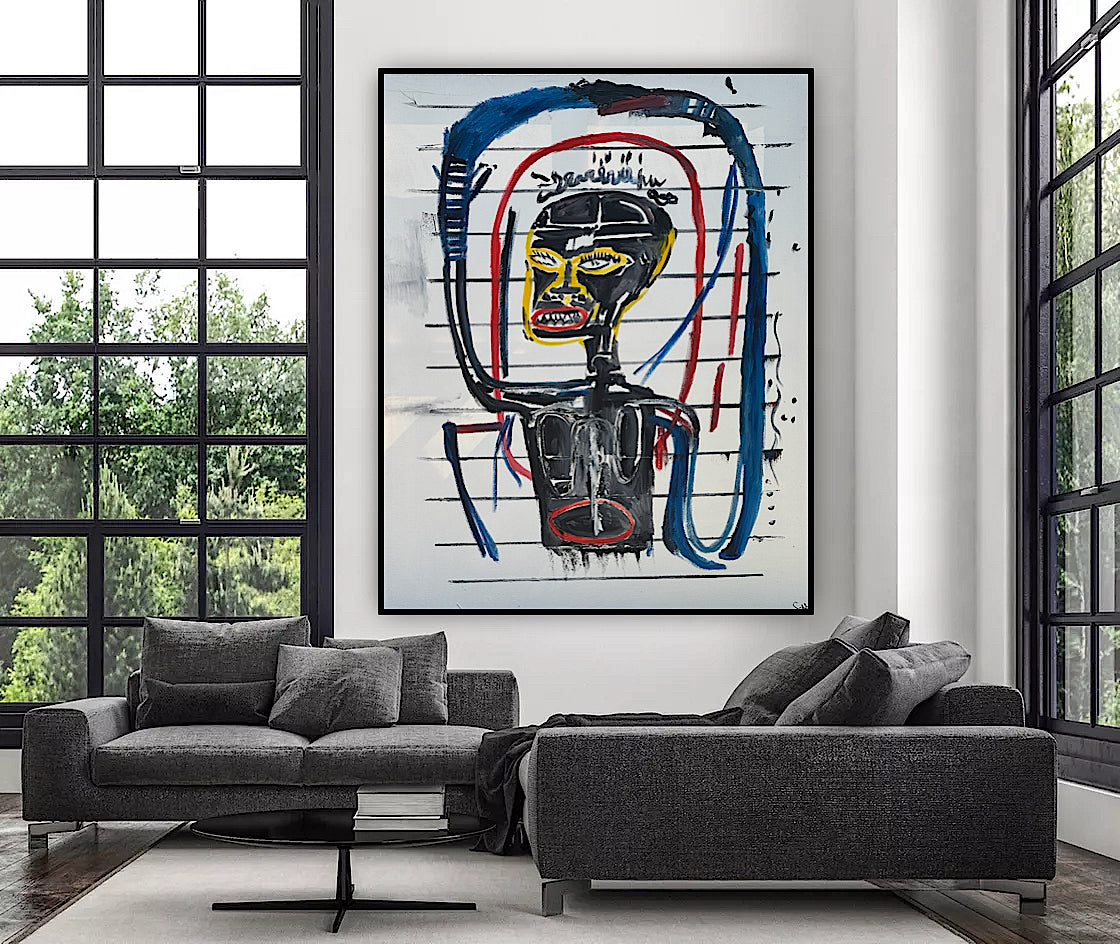 Modern Original Textured Abstract Oil Painting  Canvas 100x80cm Graffiti Art Darkness