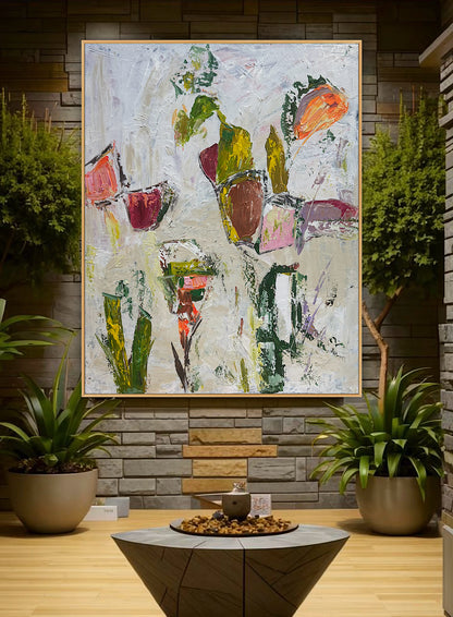 Oka Style Abstract contemporary Oil Painting On Canvas 80 x 100cm Orcia flowers