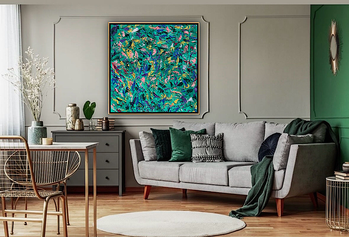Oka Style Abstract contemporary Oil Painting On Canvas 100 x 100cm Secret Garden