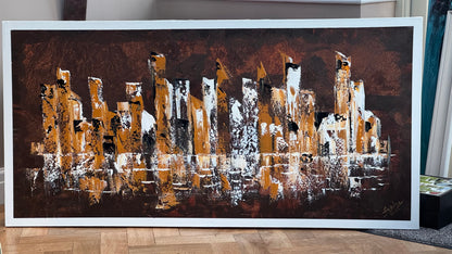 Richter Original Abstract Oil Painting On Canvas 60x120cm Cityscape escape New York