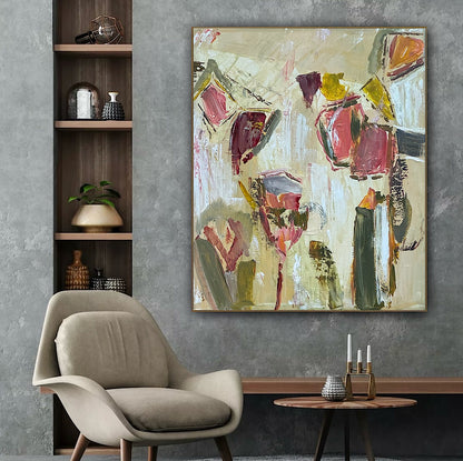 Oka Style Abstract contemporary Oil Painting On Canvas 50 x 60cm Orcia flower
