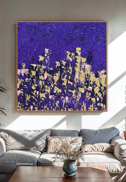 Oka Contemporary Abstract Original Oil Painting on  80x80cm canvas ‘London after Dark’ textured