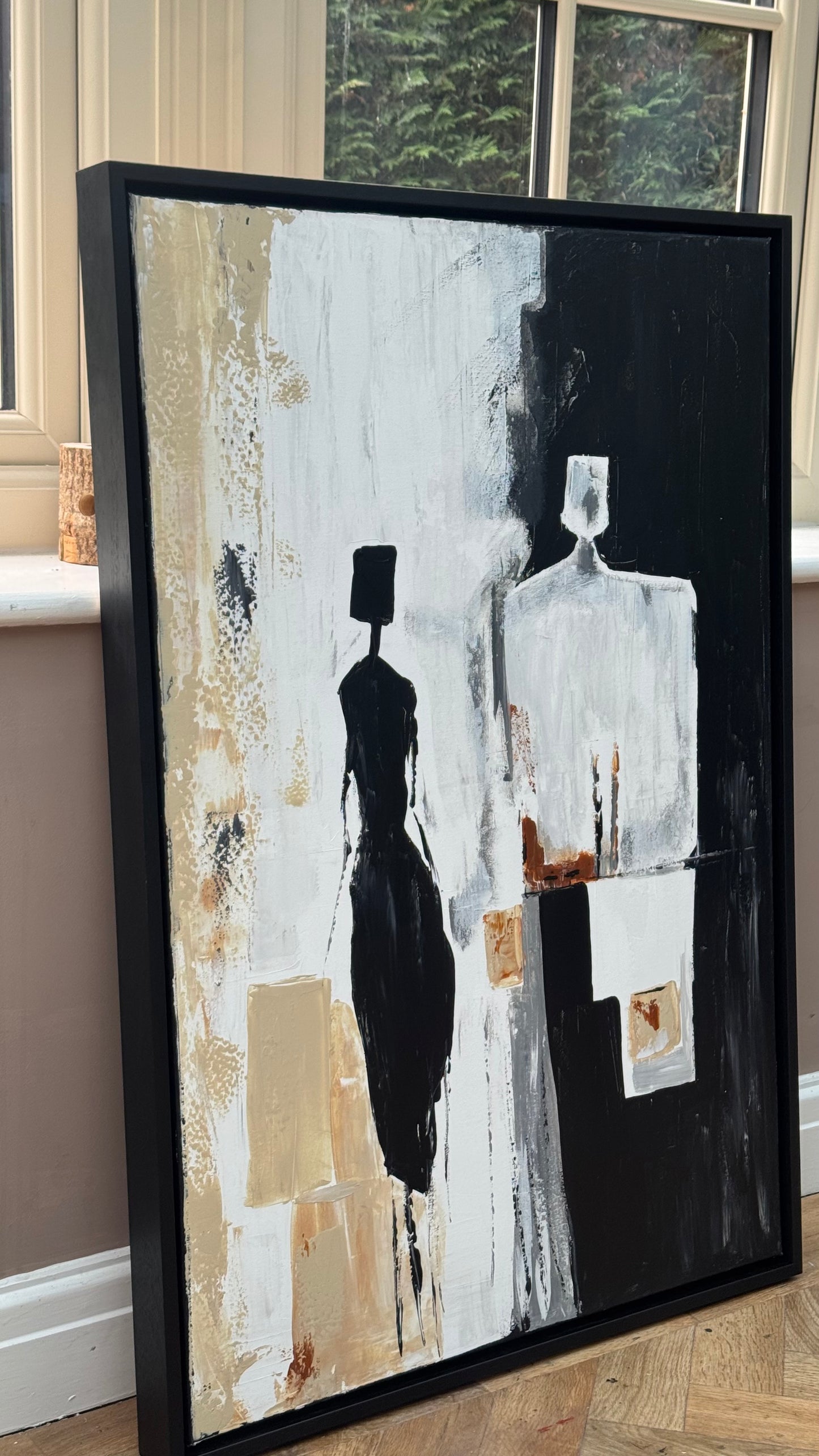 Framed Original Abstract contemporary Oil Painting On Canvas 90x60cm  love to talk oka