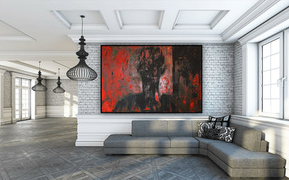 Original Abstract Oil Painting On Canvas 150cm x 100cm Man in The Shadows oka