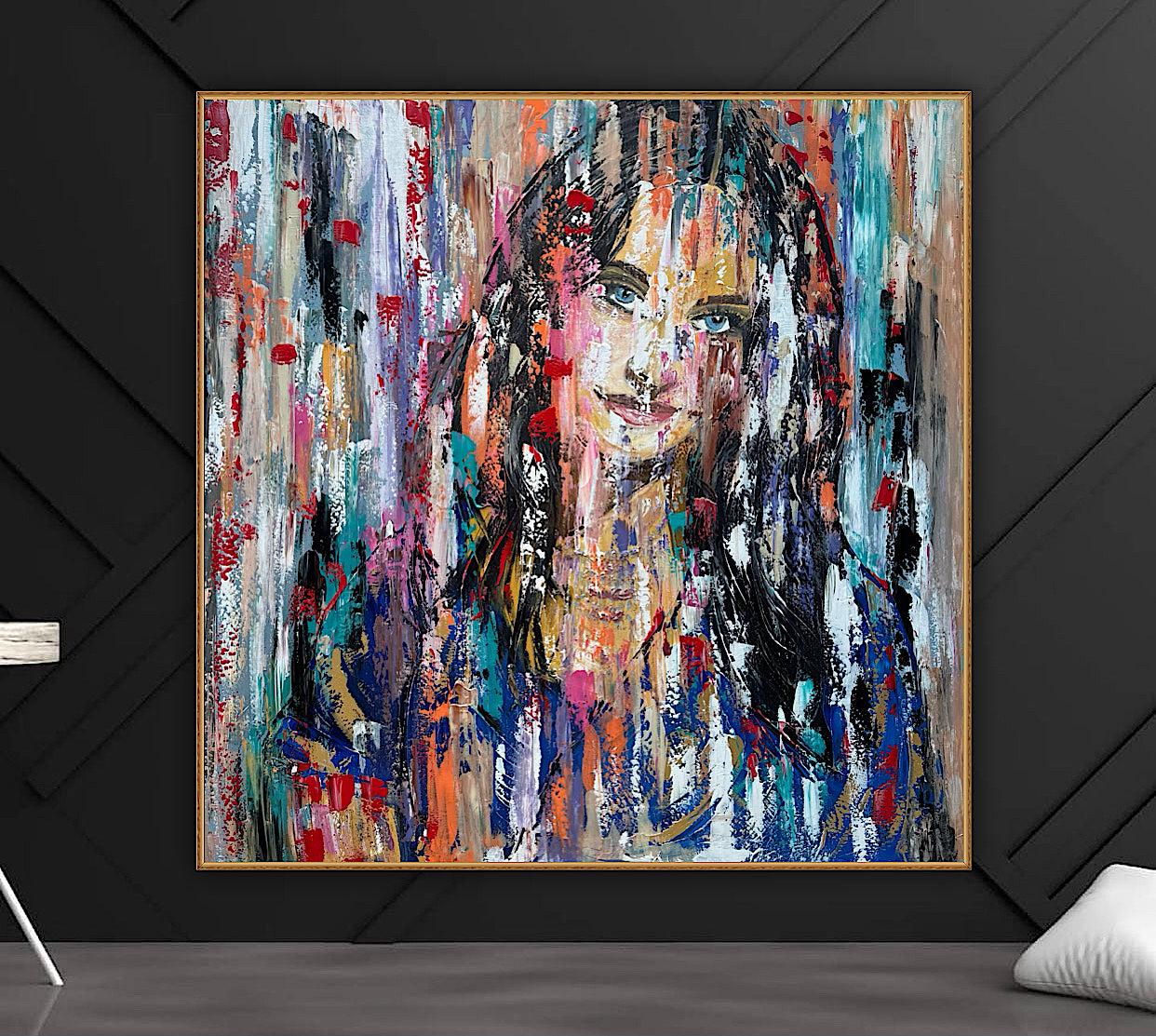 Oka Original Abstract Oil Painting On deep edge Canvas 120 x 120cm ‘Sapphire Eyes’