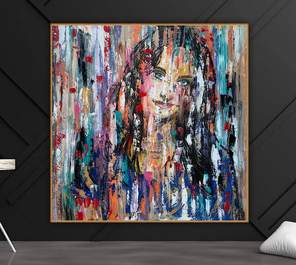 Oka Original Abstract Oil Painting On deep edge Canvas 120 x 120cm ‘Sapphire Eyes’