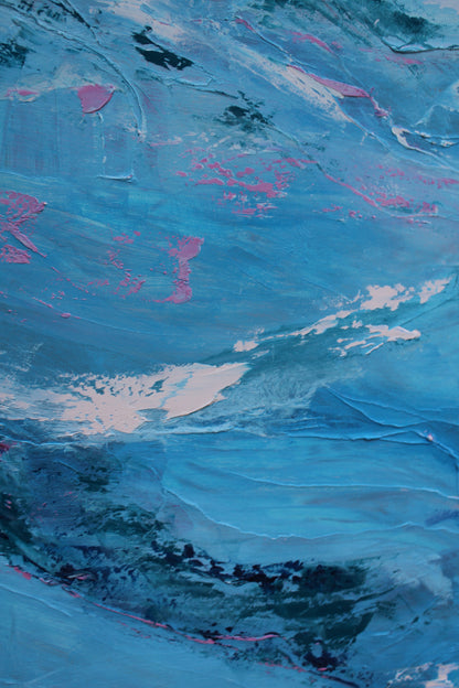 Richter StyLe Original abstract  Large Oil Painting On Canvas 90x90cm Ocean time textured