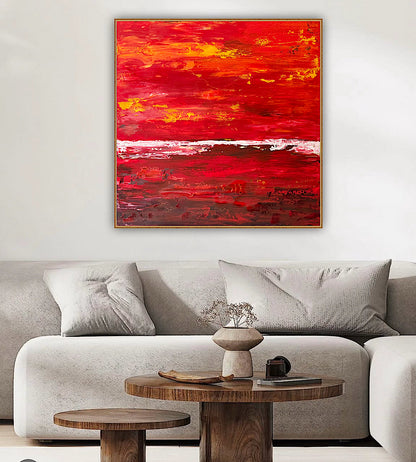 Oka style textured Original modern Abstract Oil Painting On Canvas 80 x 80cm ‘Veil of Dusk ‘Coast
