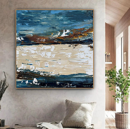 Original Abstract contemporary Oil Painting On Canvas 50x50cm Amalfi Coast Oka