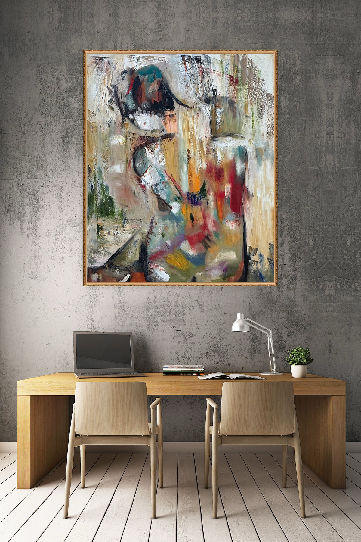 Contemporary Abstract Original Oil Painting On 90 x 76cm canvas Embered Nude