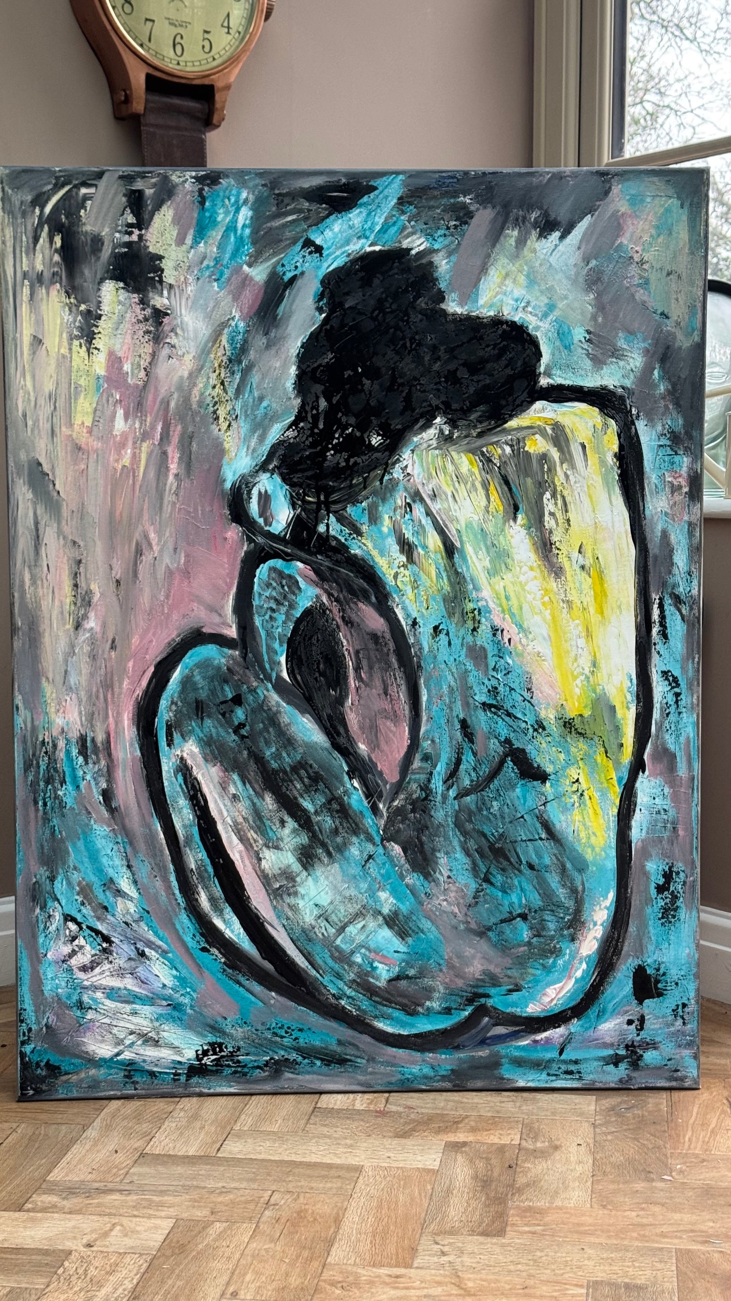 Large Picasso Abstract Style Original Oil Painting 100X76cm Blue Nude available now