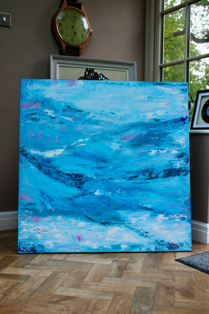 Richter StyLe Original abstract  Large Oil Painting On Canvas 90x90cm Ocean time textured