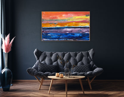 Contemporary Abstract Style XLarge Oil Painting textured On Canvas 122X 76cm Ember Horizon