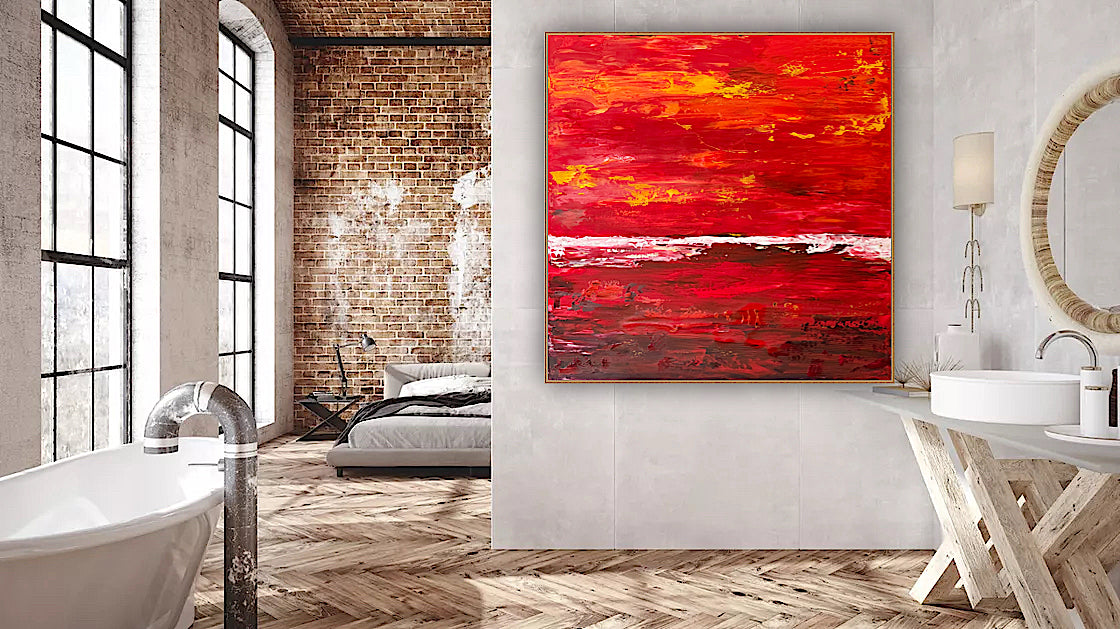 Oka style textured Original modern Abstract Oil Painting On Canvas 80 x 80cm ‘Veil of Dusk ‘Coast