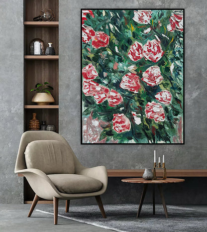Abstract Impressionist Style Original Oil Painting on canvas 100x76cm Rose Garden
