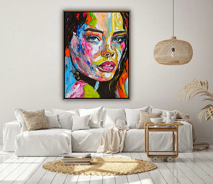 Contemporary Abstract Original Oil Painting On 100 x 80cm Canvas Chromatic Gaze woman portrait
