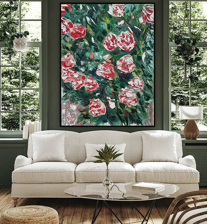 Abstract Impressionist Style Original Oil Painting on canvas 100x76cm Rose Garden