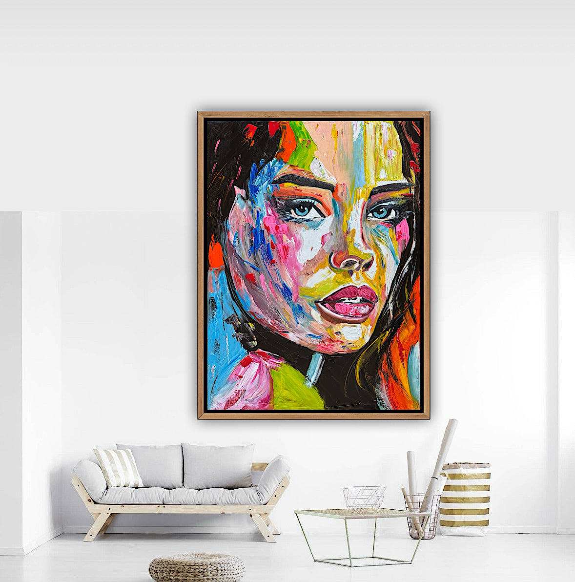 Contemporary Abstract Original Oil Painting On 100 x 80cm Canvas Chromatic Gaze woman portrait