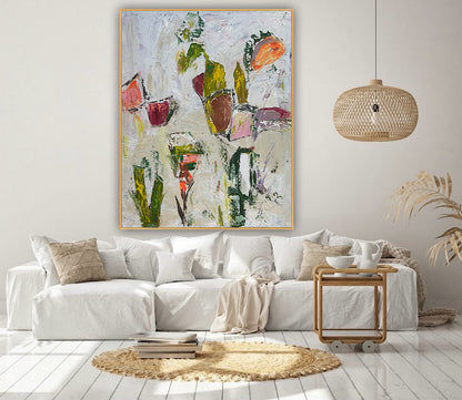 Oka Style Abstract contemporary Oil Painting On Canvas 80 x 100cm Orcia flowers