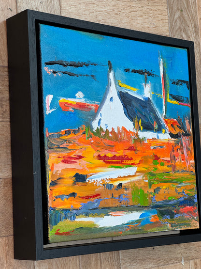 Framed in black frame Original Abstract contemporary Oil Painting On Canvas 32x32cm Irish wilds
