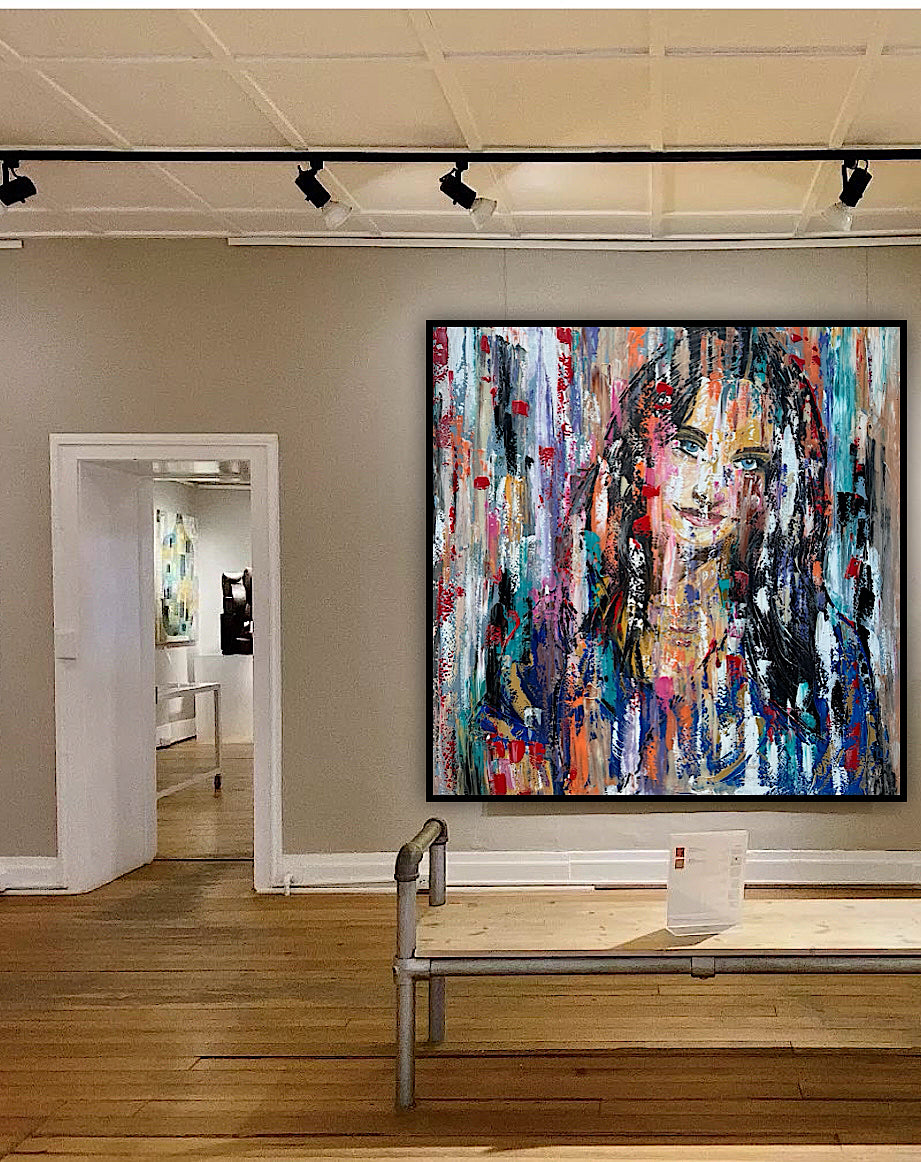 Oka Original Abstract Oil Painting On deep edge Canvas 120 x 120cm ‘Sapphire Eyes’