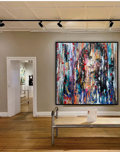 Oka Original Abstract Oil Painting On deep edge Canvas 120 x 120cm ‘Sapphire Eyes’