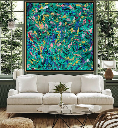Oka Style Abstract contemporary Oil Painting On Canvas 100 x 100cm Secret Garden