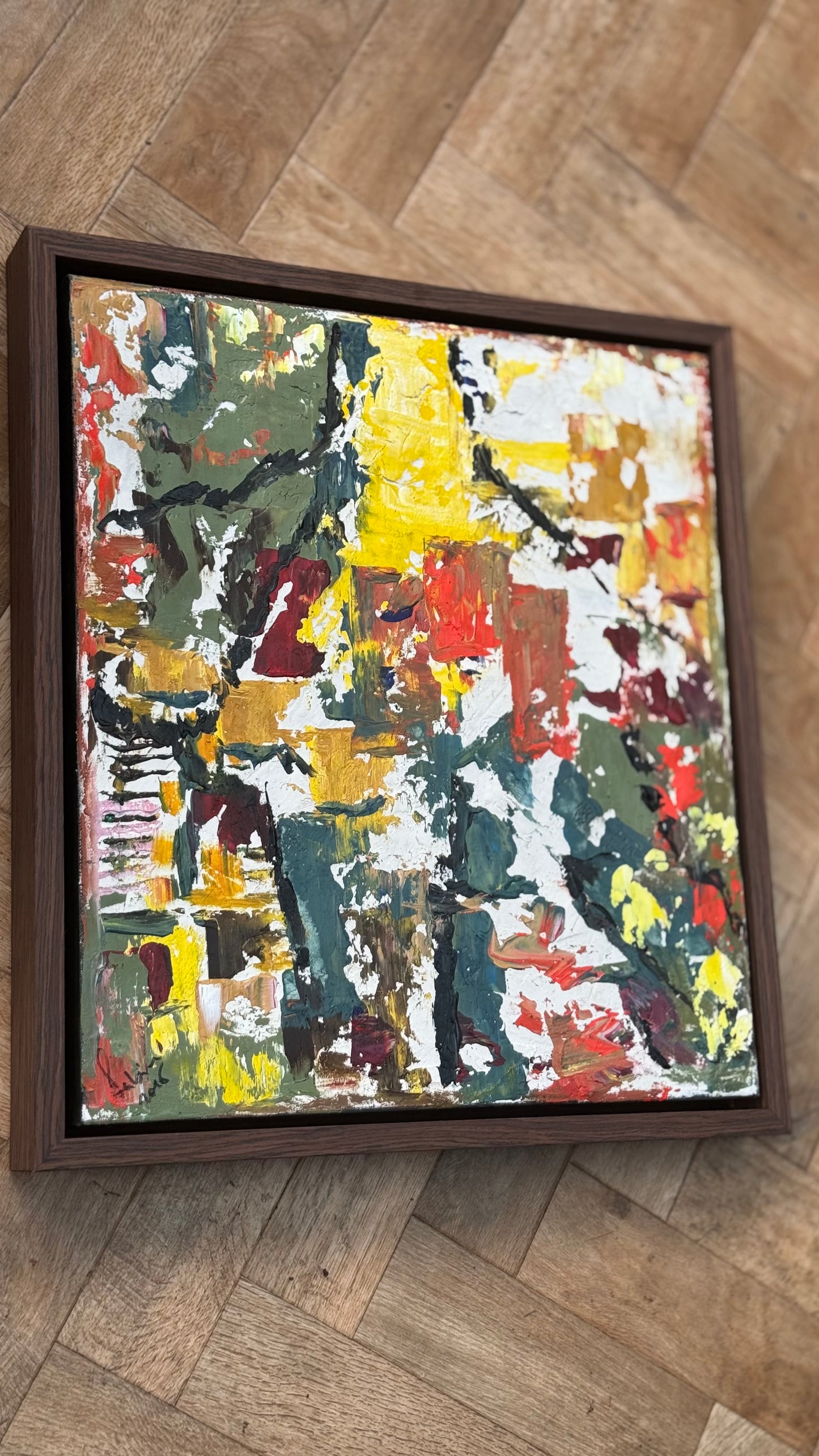 Framed Original Abstract contemporary Oil Painting On Canvas 47x53cm Summer in Venice Oka