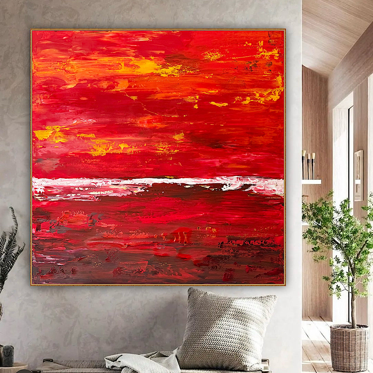 Oka style textured Original modern Abstract Oil Painting On Canvas 80 x 80cm ‘Veil of Dusk ‘Coast