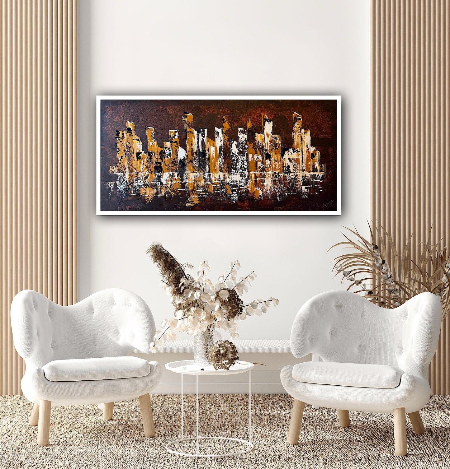 Richter Original Abstract Oil Painting On Canvas 60x120cm Cityscape escape New York