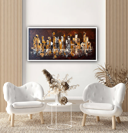 Richter Original Abstract Oil Painting On Canvas 60x120cm Cityscape escape New York