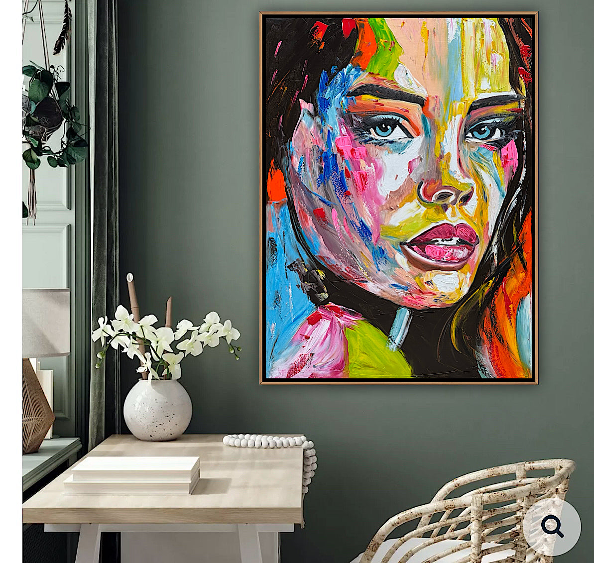 Contemporary Abstract Original Oil Painting On 100 x 80cm Canvas Chromatic Gaze woman portrait