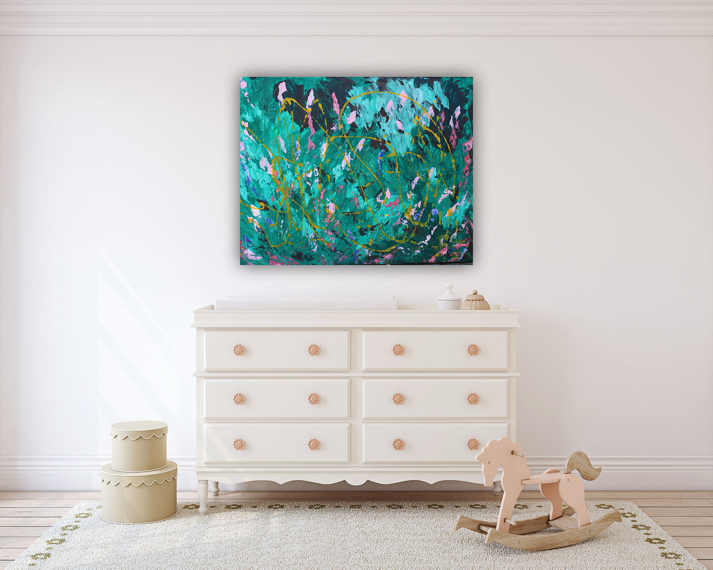 Abstract Original Oil Painting On Canvas 102x70cm textured oil Secret Garden