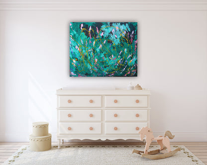 Abstract Original Oil Painting On Canvas 102x70cm textured oil Secret Garden
