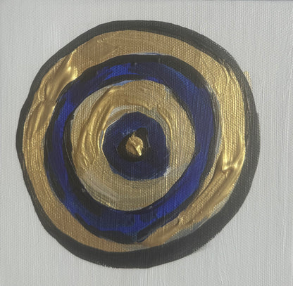 Oka set of 4 Modern Abstract Original Oil Paintings On Canvas ‘Evil Eye’  15x15cm each Nazar