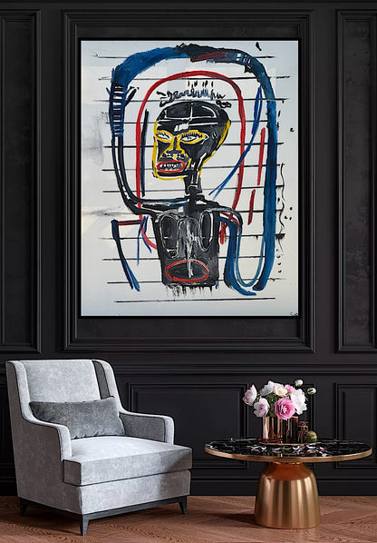 Modern Original Textured Abstract Oil Painting  Canvas 100x80cm Graffiti Art Darkness