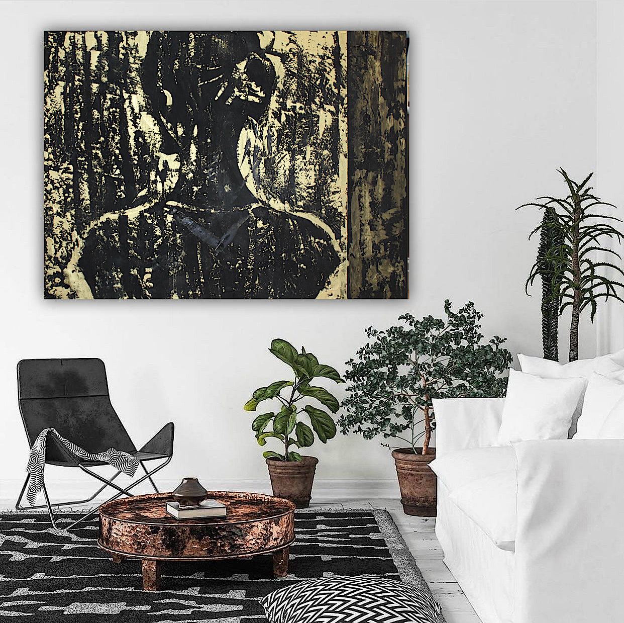 Original Abstract Oil Painting On Canvas 122 x 92cm Woman in The Shadows oka