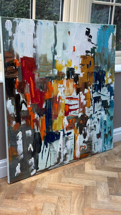 Oka Contemporary Abstract Original Oil Painting 100x100cm canvas Cityscape abstract