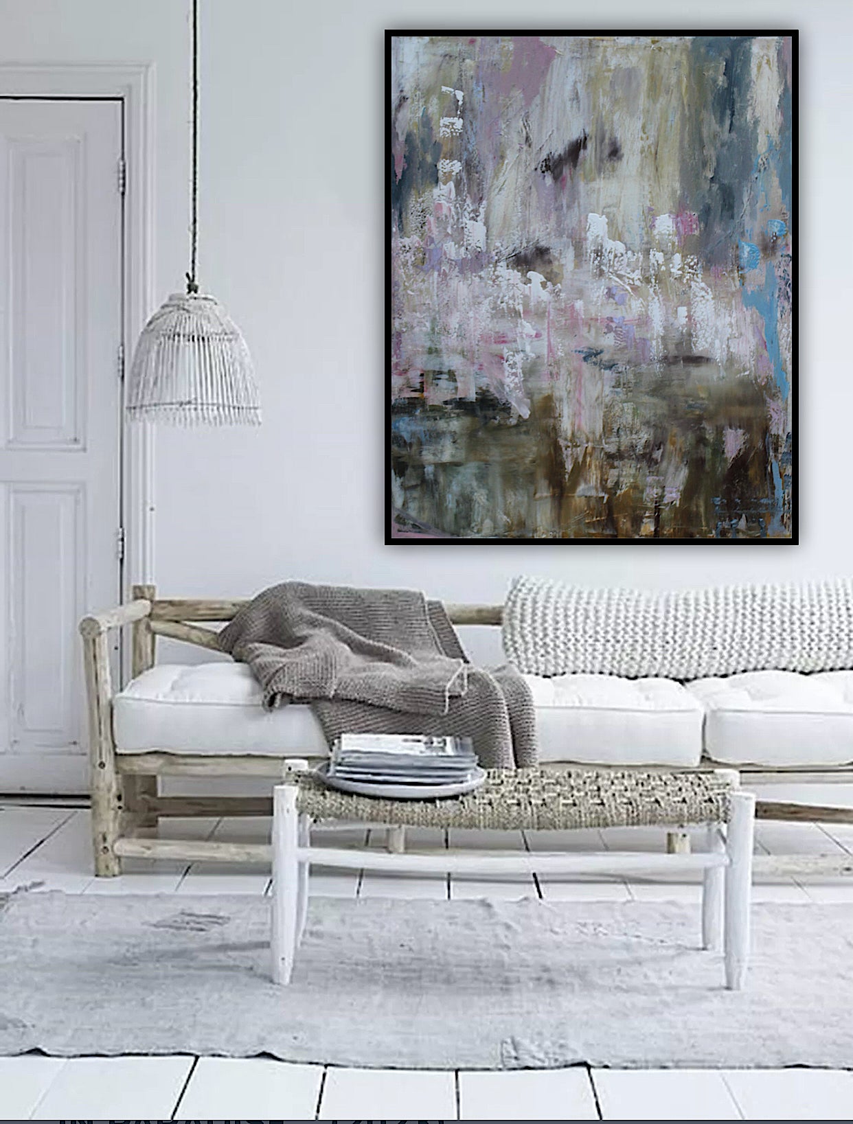 Oka Style Original Abstract Oil Painting On 100x80cm Canvas Echoes of a Distant Bloom
