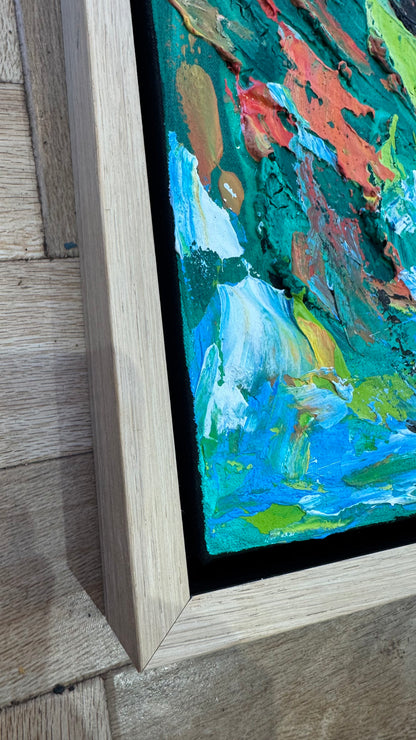 Framed in oak Original Abstract contemporary Oil Painting On Canvas 55x55cm Velvet Tides textured Oka
